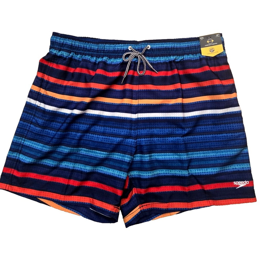 Speedo 16" Men's Swim Trunks XXL Multi-Color Blue/Red/Orange NWT
